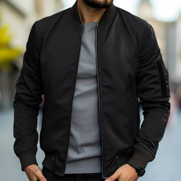 Men's Bomber Jacket Transition Jacket Daily Wear Windbreaker Zipper Pocket All Seasons Plain Streetwear Stand Collar Regular Black Yellow Red Army Green Dark Blue Jacket