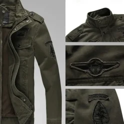Men's Bomber Jacket Varsity Jacket Tactical Jacket Casual Wearable Multi Pocket Spring Fall Winter Military Military Style Stand Collar Regular Cotton Black Khaki Army Green Jacket