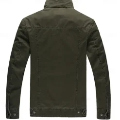 Men's Bomber Jacket Varsity Jacket Tactical Jacket Casual Wearable Multi Pocket Spring Fall Winter Military Military Style Stand Collar Regular Cotton Black Khaki Army Green Jacket