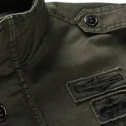 Men's Bomber Jacket Varsity Jacket Tactical Jacket Casual Wearable Multi Pocket Spring Fall Winter Military Military Style Stand Collar Regular Cotton Black Khaki Army Green Jacket