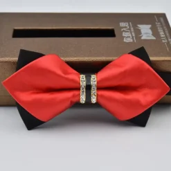 Men's Bow Tie Neckties Bowtie Pre-Tied Adjustable Rhinestones Bow Plain Wedding Birthday Party