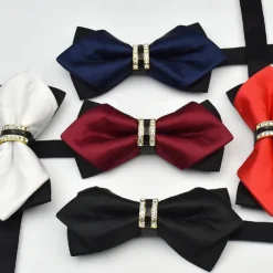 Men's Bow Tie Neckties Bowtie Pre-Tied Adjustable Rhinestones Bow Plain Wedding Birthday Party