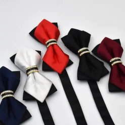 Men's Bow Tie Neckties Bowtie Pre-Tied Adjustable Rhinestones Bow Plain Wedding Birthday Party