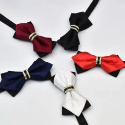 Men's Bow Tie Neckties Bowtie Pre-Tied Adjustable Rhinestones Bow Plain Wedding Birthday Party