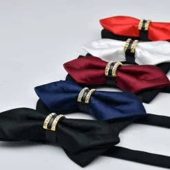 Men's Bow Tie Neckties Bowtie Pre-Tied Adjustable Rhinestones Bow Plain Wedding Birthday Party