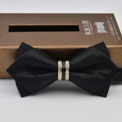 Men's Bow Tie Neckties Bowtie Pre-Tied Adjustable Rhinestones Bow Plain Wedding Birthday Party