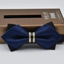 Men's Bow Tie Neckties Bowtie Pre-Tied Adjustable Rhinestones Bow Plain Wedding Birthday Party