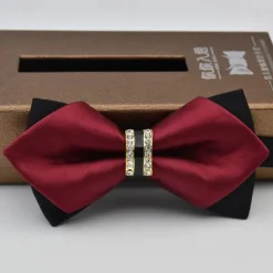 Men's Bow Tie Neckties Bowtie Pre-Tied Adjustable Rhinestones Bow Plain Wedding Birthday Party