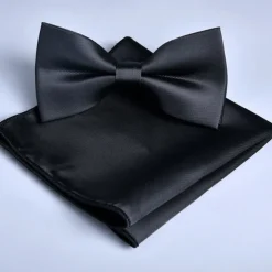Men's Bow Tie Pocket Squares Handkerchiefs Neckties Bowtie Pre-Tied Bow Plain Wedding Birthday Party