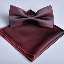 Men's Bow Tie Pocket Squares Handkerchiefs Neckties Bowtie Pre-Tied Bow Plain Wedding Birthday Party