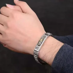 Men's Bracelet Vintage Style Letter Vintage Punk S925 Sterling Silver Bracelet Jewelry Silver For Street Gift