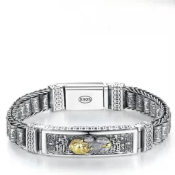 Men's Bracelet Vintage Style Letter Vintage Punk S925 Sterling Silver Bracelet Jewelry Silver For Street Gift