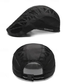 Men's breathable beret with mesh panel, Adjustable for outdoor activities and running