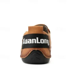 Men's Breathable Faux Leather Slip-On Casual Shoes – Vintage Style Loafers with Zipper & Perforated Design for Driving, Walking & Daily Wear