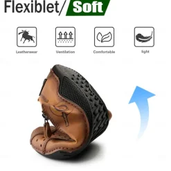 Men's Breathable Faux Leather Slip-On Casual Shoes – Vintage Style Loafers with Zipper & Perforated Design for Driving, Walking & Daily Wear