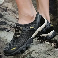 Men's Breathable Mesh Trail Running Shoes – Lightweight Non-Slip Outdoor Athletic Sneakers for Hiking, Walking & Water Sports