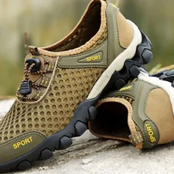 Men's Breathable Mesh Trail Running Shoes – Lightweight Non-Slip Outdoor Athletic Sneakers for Hiking, Walking & Water Sports