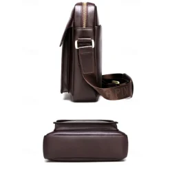 Men's Brown Black Faux Leather Crossbody Bag with Adjustable Shoulder Strap - Stylish and Practical Shoulder Bag, Messenger Bag for Work, Travel and Daily Use