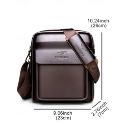 Men's Brown Black Faux Leather Crossbody Bag with Adjustable Shoulder Strap - Stylish and Practical Shoulder Bag, Messenger Bag for Work, Travel and Daily Use