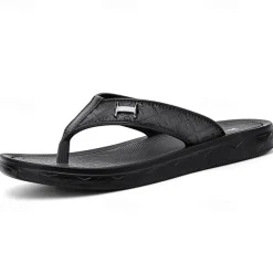 Men's Brown Casual Flip Flops with Textured Footbed and Adjustable Strap – Comfortable Outdoor Sandals for Summer and Beach Wear