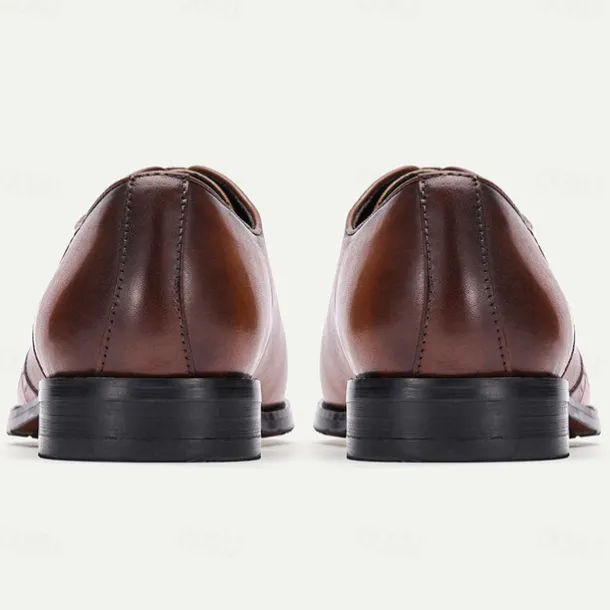 Men's Brown Crocodile Embossed Leather Oxford Shoes – Premium Cowhide Formal Lace-Up Shoes for Business and Special Events