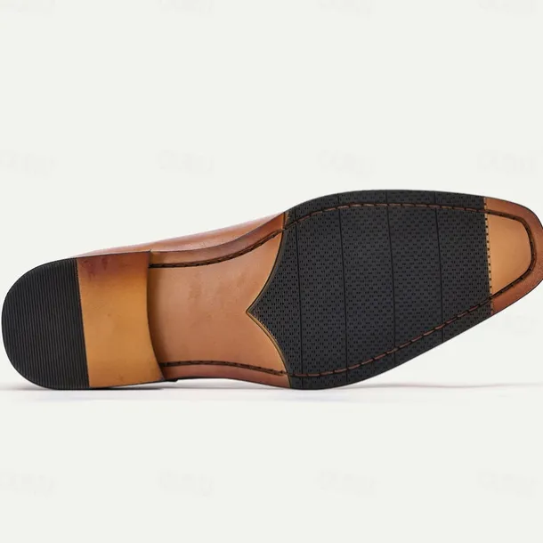 Men's Brown Crocodile Embossed Leather Oxford Shoes – Premium Cowhide Formal Lace-Up Shoes for Business and Special Events