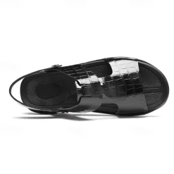 Men's Brown Crocodile Pattern Sandals with Adjustable Strap, Stylish Design for Casual, Outdoor and Summer Wear