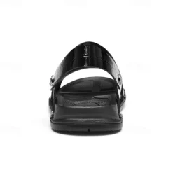 Men's Brown Crocodile Pattern Sandals with Adjustable Strap, Stylish Design for Casual, Outdoor and Summer Wear