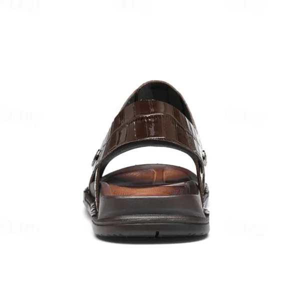 Men's Brown Crocodile Pattern Sandals with Adjustable Strap, Stylish Design for Casual, Outdoor and Summer Wear