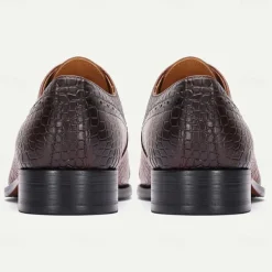 Men's Brown Crocodile Pattern Leather Oxford Shoes – Kentucky Derby Shoes for Formal Occasions