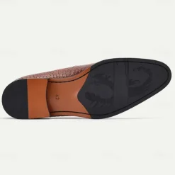 Men's Brown Crocodile Pattern Leather Oxford Shoes – Kentucky Derby Shoes for Formal Occasions