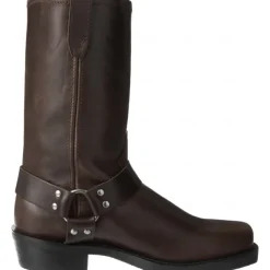 Men's Brown Distressed Faux Leather Motorcycle Boots - Classic Harness Style with Sturdy Construction for Biker and Casual Wear