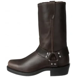 Men's Brown Distressed Faux Leather Motorcycle Boots - Classic Harness Style with Sturdy Construction for Biker and Casual Wear