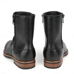 Men's Brown Faux Leather Ankle Boots with Side Zipper and Wrinkled Design – Stylish Casual Boots for Fall and Winter