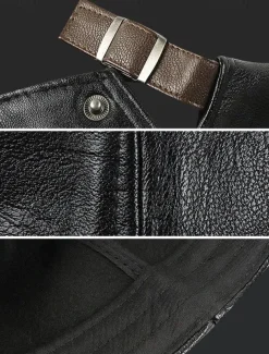 Men's Brown Faux Leather Flat Cap with Quilted Design – Classic Vintage Newsboy Hat for Casual and Outdoor Wear