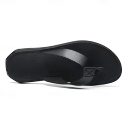 Men's Brown Faux Leather Flip Flops - Casual Open-Toe Summer Sandals with Comfortable Sole for Beach and Everyday Wear