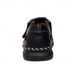 Men's Brown Faux Leather Fisherman Sandals with Velcro Strap, Breathable Design and Comfortable Sole for Summer, Outdoor Activities and Beach Wear