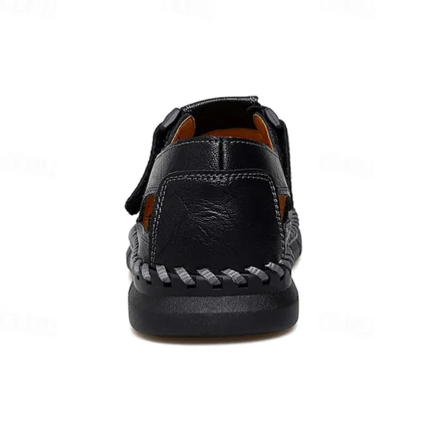 Men's Brown Faux Leather Fisherman Sandals with Velcro Strap, Breathable Design and Comfortable Sole for Summer, Outdoor Activities and Beach Wear