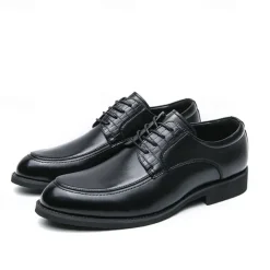 Men's Brown Faux Leather Lace-Up Dress Shoes with Woven Detail, Classic Formal Style, Comfortable for Weddings and Business Events