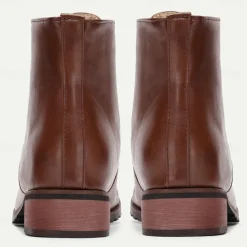 Men's Brown Faux Leather Lace-Up Ankle Boots – Stylish and Durable Casual Footwear for Outdoor and Everyday Wear