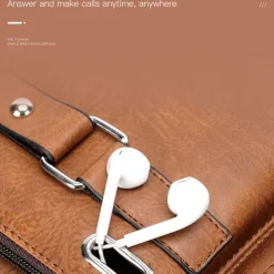 Men's Brown Faux Leather Messenger Bag with Multiple Pockets and Adjustable Strap - Stylish and Functional Crossbody Bag for Travel and Daily Use