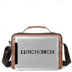 Men's Brown Faux Leather Messenger Bag with Multiple Pockets and Adjustable Strap - Stylish and Functional Crossbody Bag for Travel and Daily Use