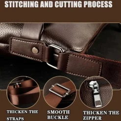 Men's Brown Faux Leather Shoulder Bag – Business Crossbody Messenger Bag for Work & Travel