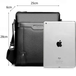 Men's Brown Faux Leather Shoulder Bag – Business Crossbody Messenger Bag for Work & Travel