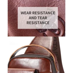 Men's Brown Leather Crossbody Sling Bag with Multiple Compartments and Adjustable Strap, Ideal for Travel and Daily Use