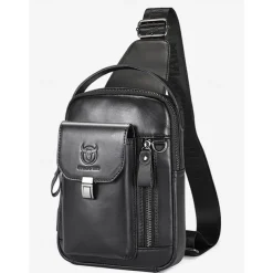 Men's Brown Leather Crossbody Sling Bag with Multiple Compartments and Adjustable Strap, Ideal for Travel and Daily Use