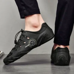 Men's Brown Leather Outdoor Sandals with Secure Lace-Up Design - Perfect for Hiking and Casual Wear