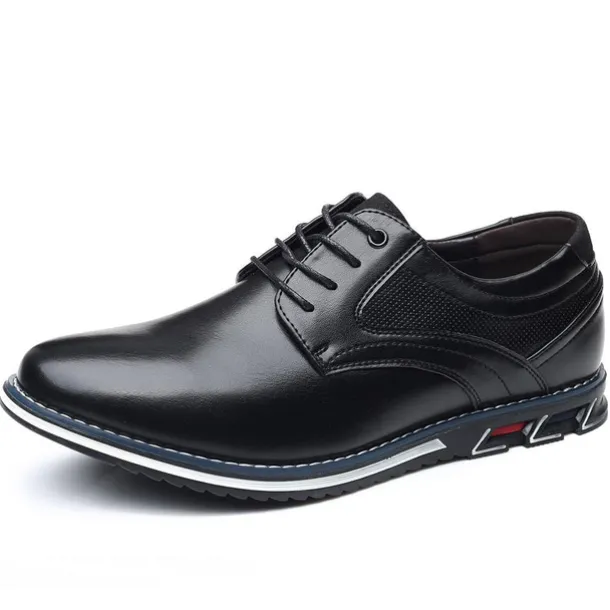 Men's Brown Leather Oxford Shoes with Non-Slip Rubber Sole - Stylish and Comfortable Dress Shoes for Formal and Casual Wear