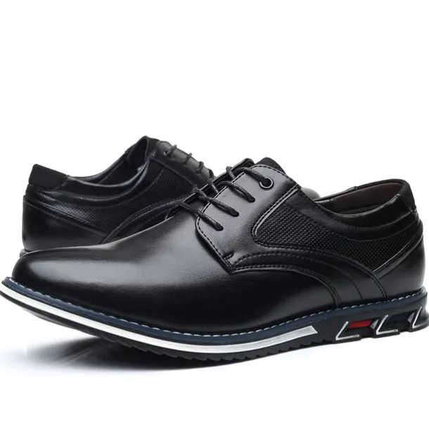 Men's Brown Leather Oxford Shoes with Non-Slip Rubber Sole - Stylish and Comfortable Dress Shoes for Formal and Casual Wear