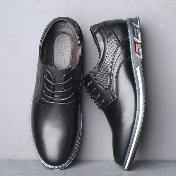 Men's Brown Leather Oxford Shoes with Non-Slip Rubber Sole - Stylish and Comfortable Dress Shoes for Formal and Casual Wear